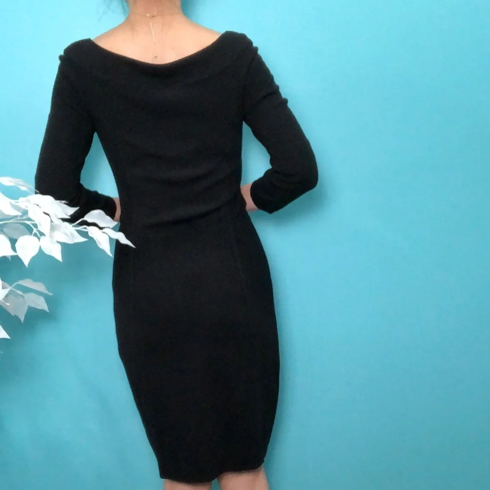 White House Black Market (WHBM) 3/4 Sleeve Button Detail Pullover Sweater Dress - Picture 3 of 9